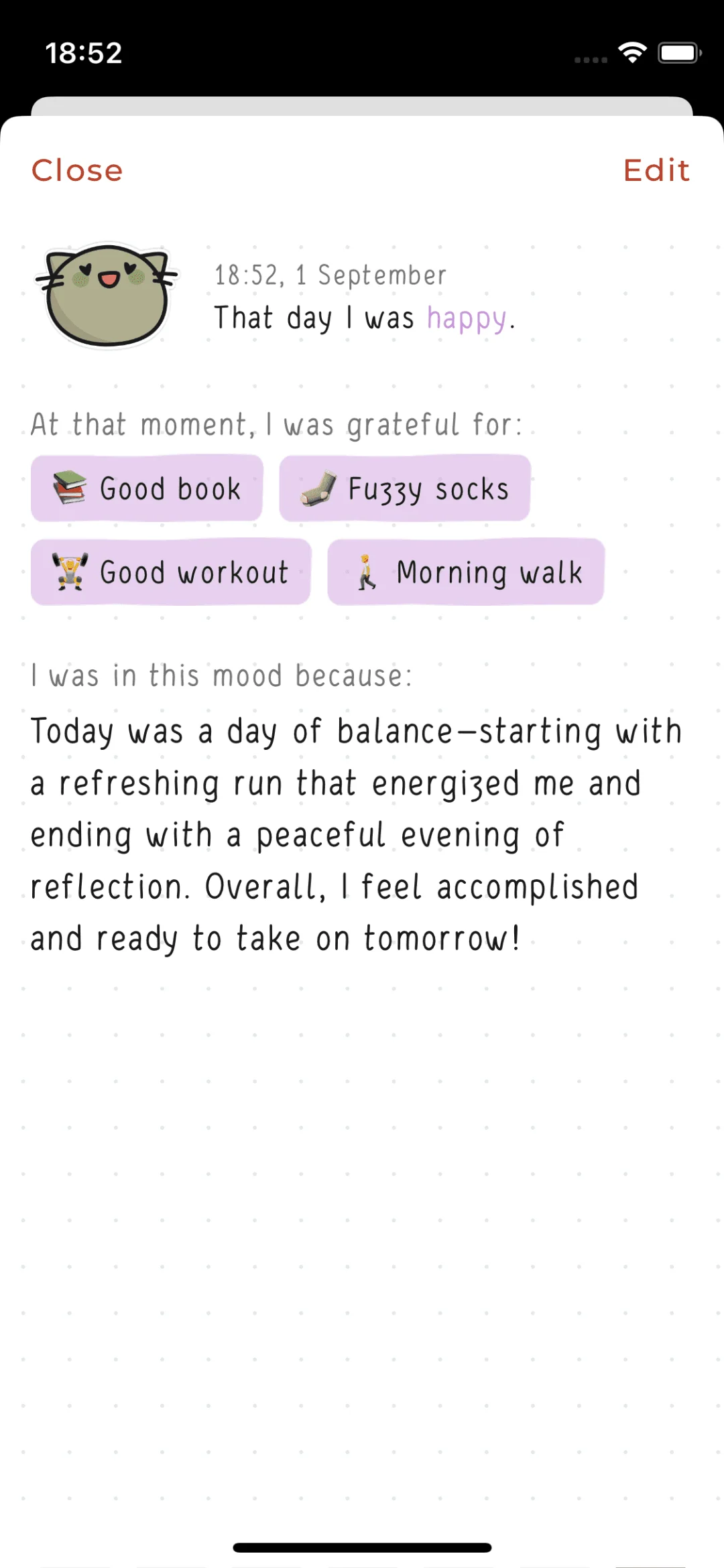 Screenshots of the Hizo app with Daily Check-in habit.