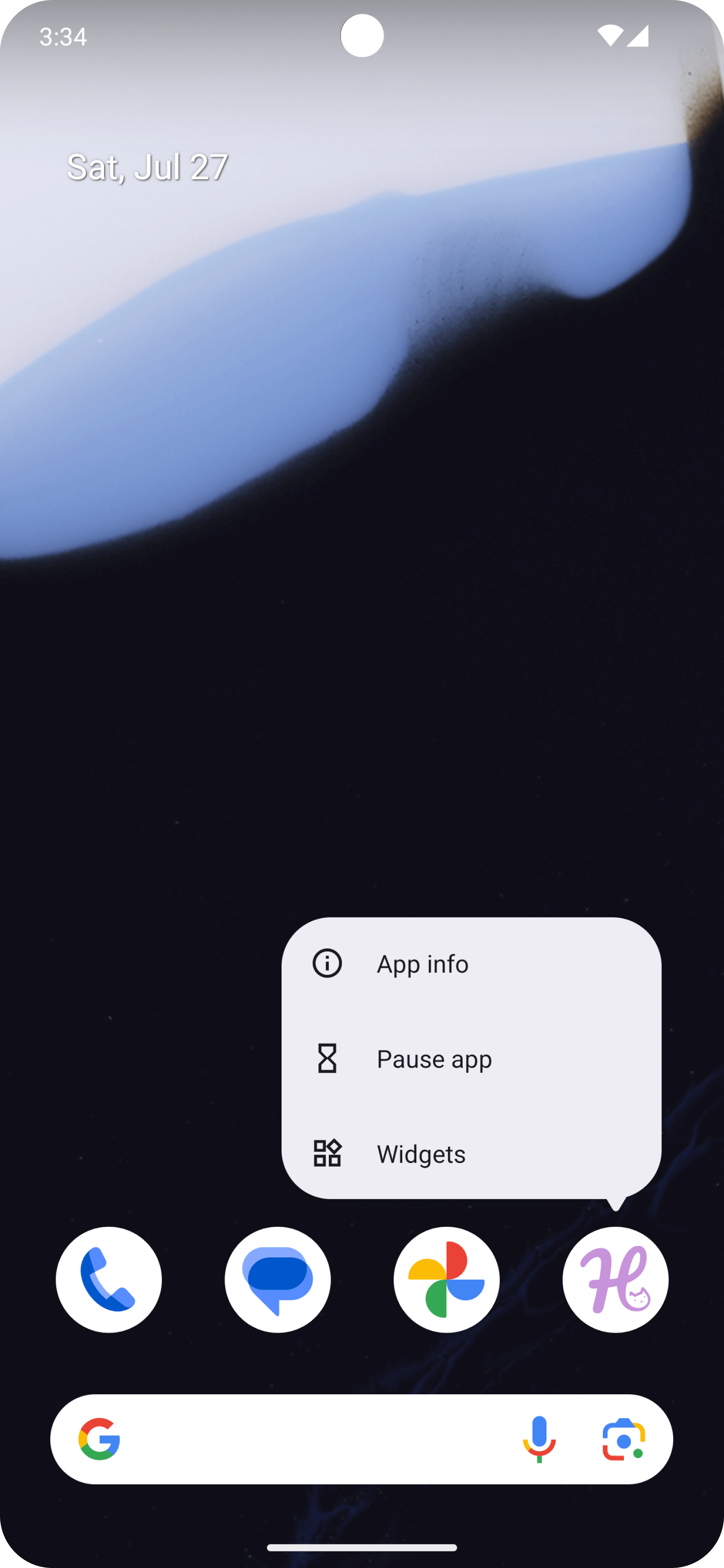 Long press on the Hizo app icon or the blank space on the Home screen and tap Widget.